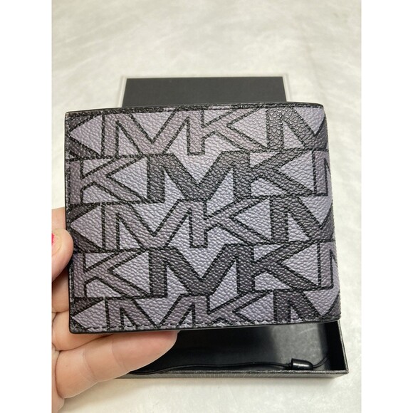 Michael Kors Men's Jet Set Slim Billfold Leather Wallet Grey Multi New Open Box - Picture 4 of 8